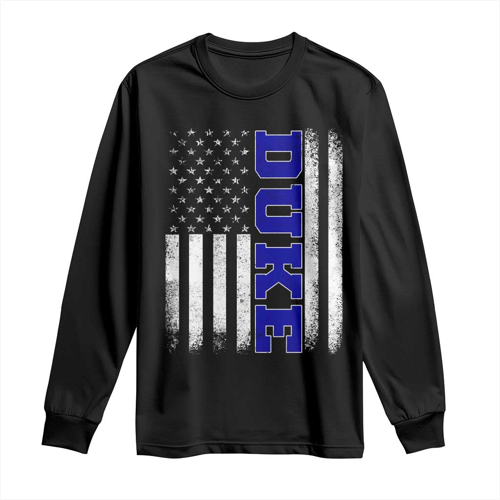 Vintage Duke Name American Flag Long Sleeve Shirt Retro Sport Basketball Fans TS10 Black Print Your Wear