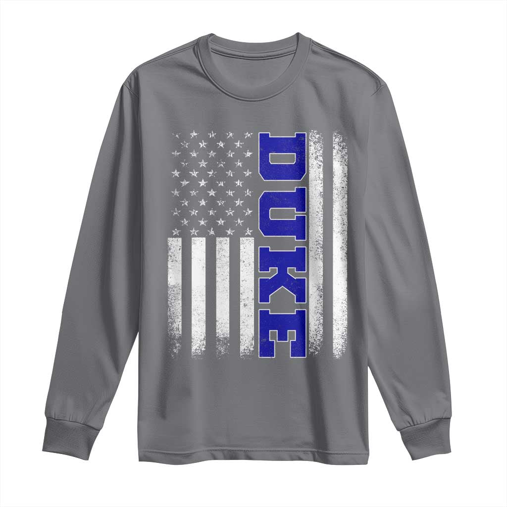 Vintage Duke Name American Flag Long Sleeve Shirt Retro Sport Basketball Fans TS10 Charcoal Print Your Wear