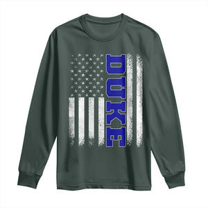 Vintage Duke Name American Flag Long Sleeve Shirt Retro Sport Basketball Fans TS10 Dark Forest Green Print Your Wear