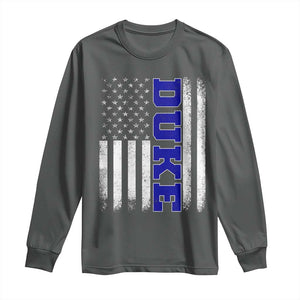 Vintage Duke Name American Flag Long Sleeve Shirt Retro Sport Basketball Fans TS10 Dark Heather Print Your Wear