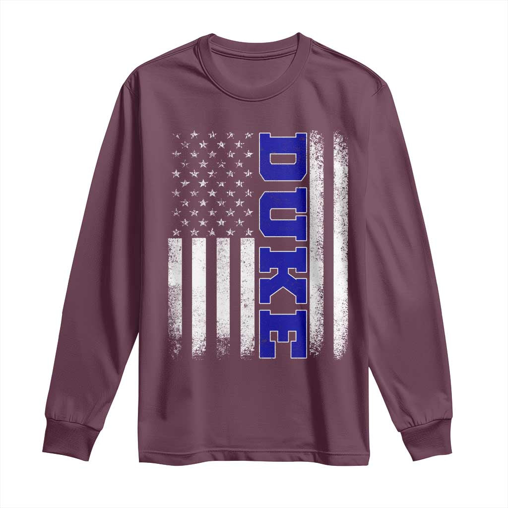 Vintage Duke Name American Flag Long Sleeve Shirt Retro Sport Basketball Fans TS10 Maroon Print Your Wear