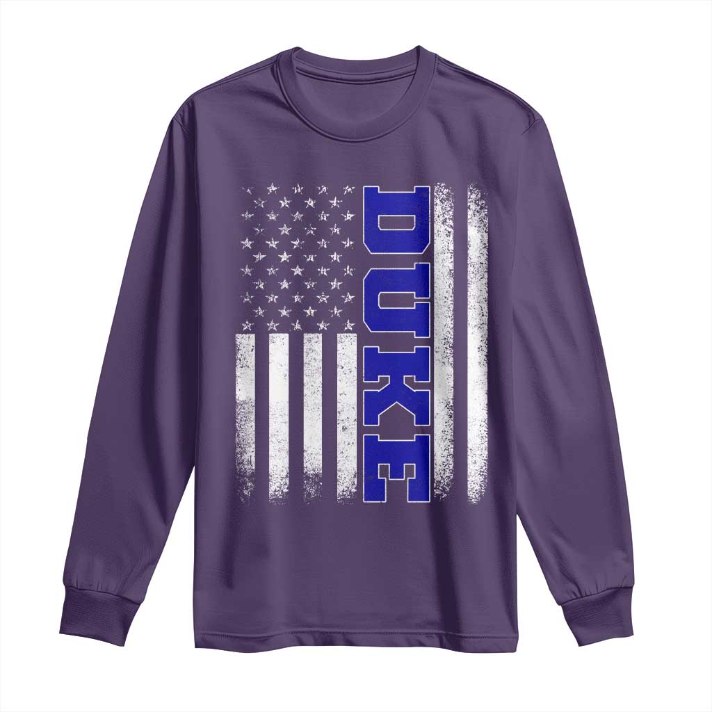 Vintage Duke Name American Flag Long Sleeve Shirt Retro Sport Basketball Fans TS10 Purple Print Your Wear
