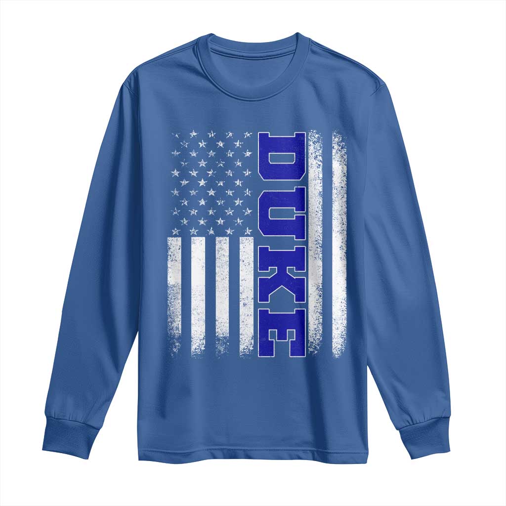 Vintage Duke Name American Flag Long Sleeve Shirt Retro Sport Basketball Fans TS10 Royal Blue Print Your Wear