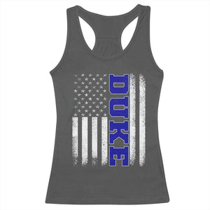 Vintage Duke Name American Flag Racerback Tank Top Retro Sport Basketball Fans TS10 Dark Heather Print Your Wear