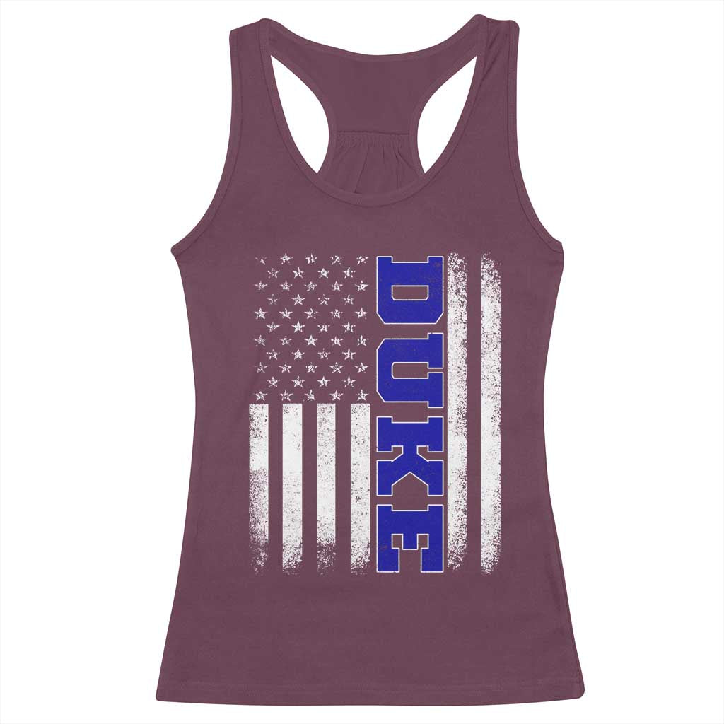 Vintage Duke Name American Flag Racerback Tank Top Retro Sport Basketball Fans TS10 Maroon Print Your Wear