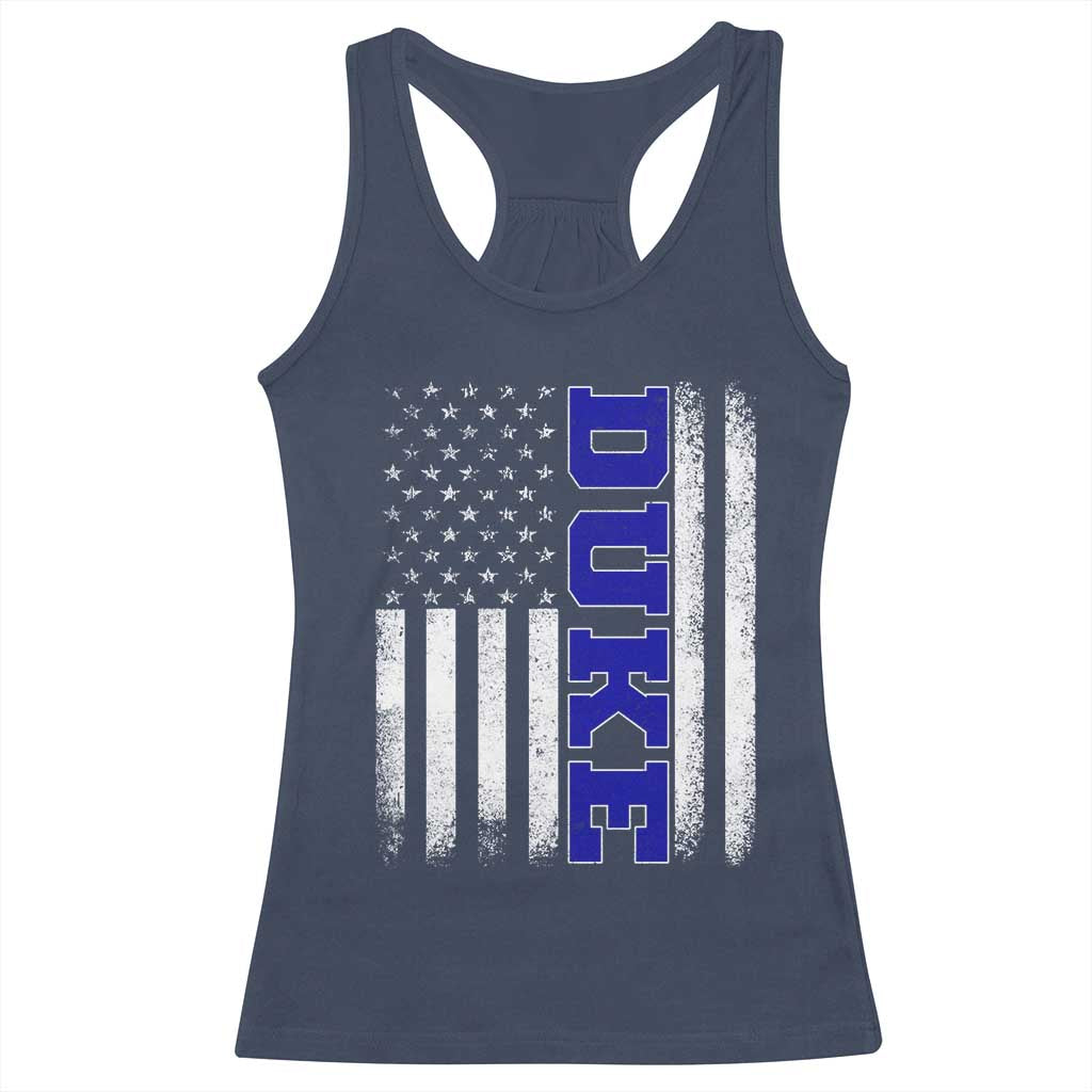 Vintage Duke Name American Flag Racerback Tank Top Retro Sport Basketball Fans TS10 Navy Print Your Wear