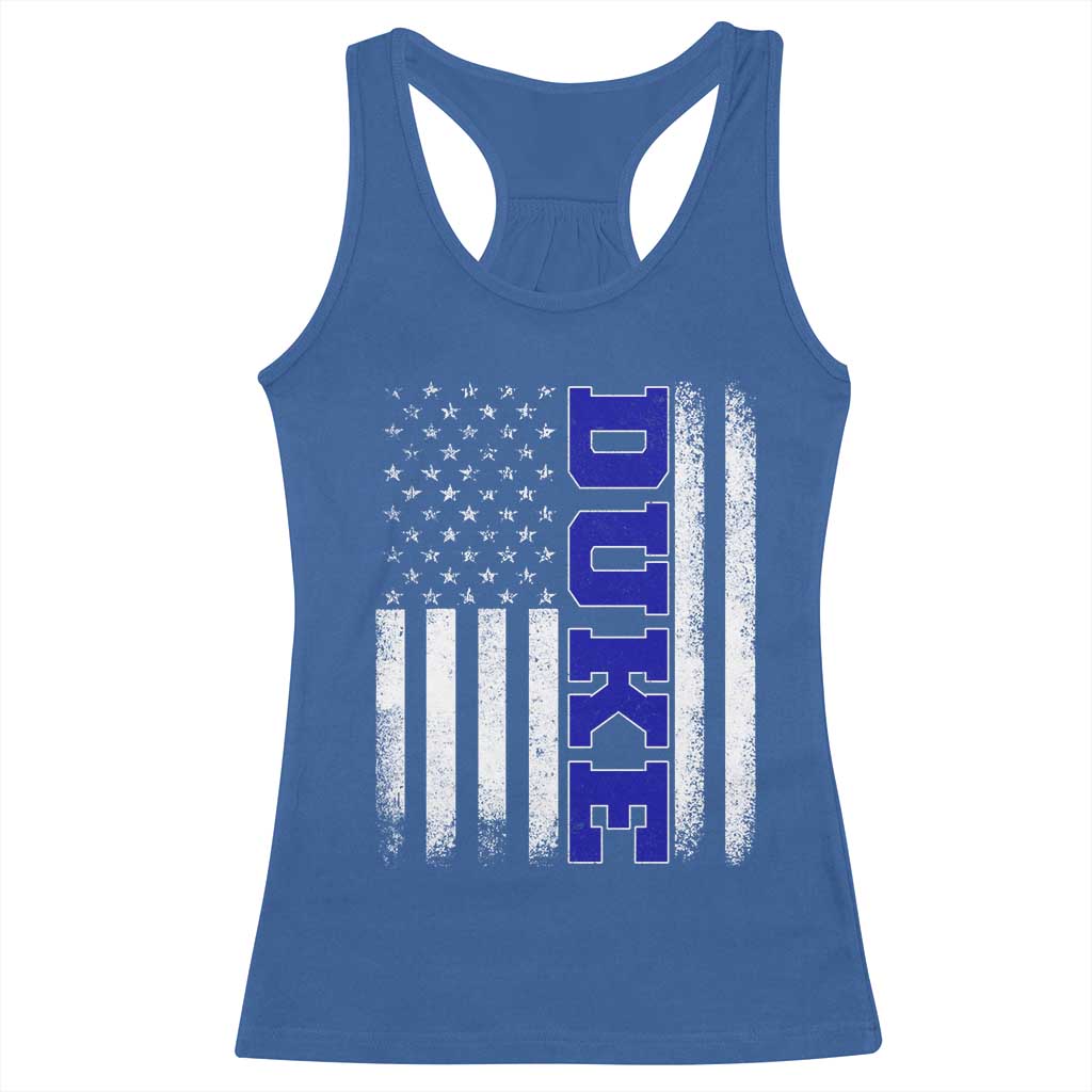 Vintage Duke Name American Flag Racerback Tank Top Retro Sport Basketball Fans TS10 Royal Blue Print Your Wear