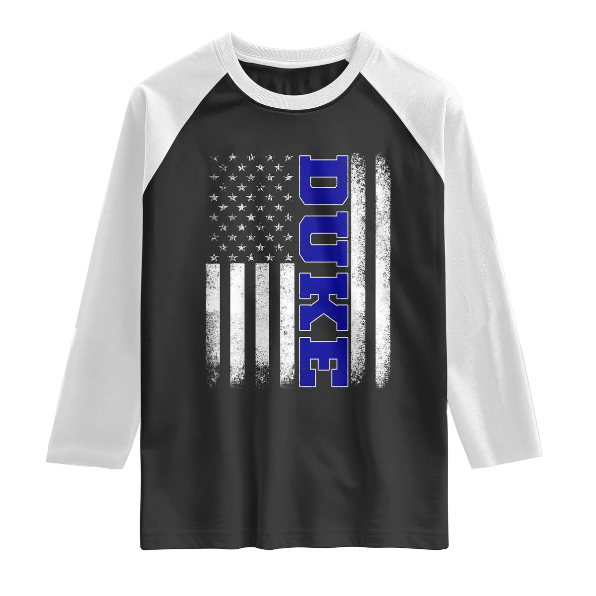 Vintage Duke Name American Flag Raglan Shirt Retro Sport Basketball Fans TS10 Black White Print Your Wear