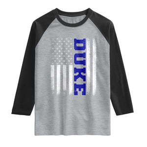 Vintage Duke Name American Flag Raglan Shirt Retro Sport Basketball Fans TS10 Heather Gray Black Print Your Wear
