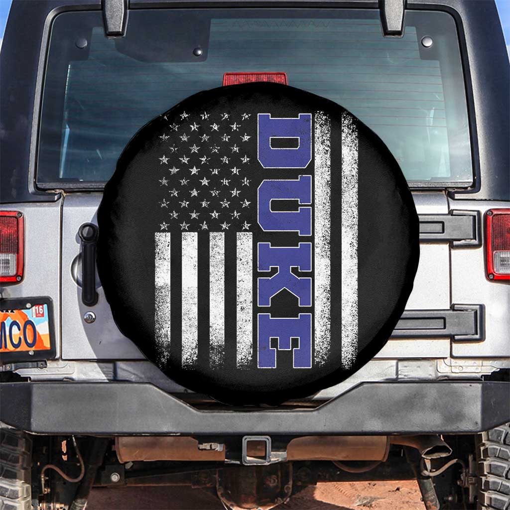 Vintage Duke Name American Flag Spare Tire Cover Retro Sport Basketball Fans TS10 No hole Black Print Your Wear