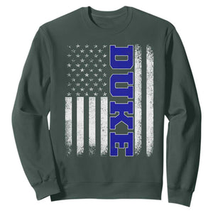 Vintage Duke Name American Flag Sweatshirt Retro Sport Basketball Fans TS10 Dark Forest Green Print Your Wear
