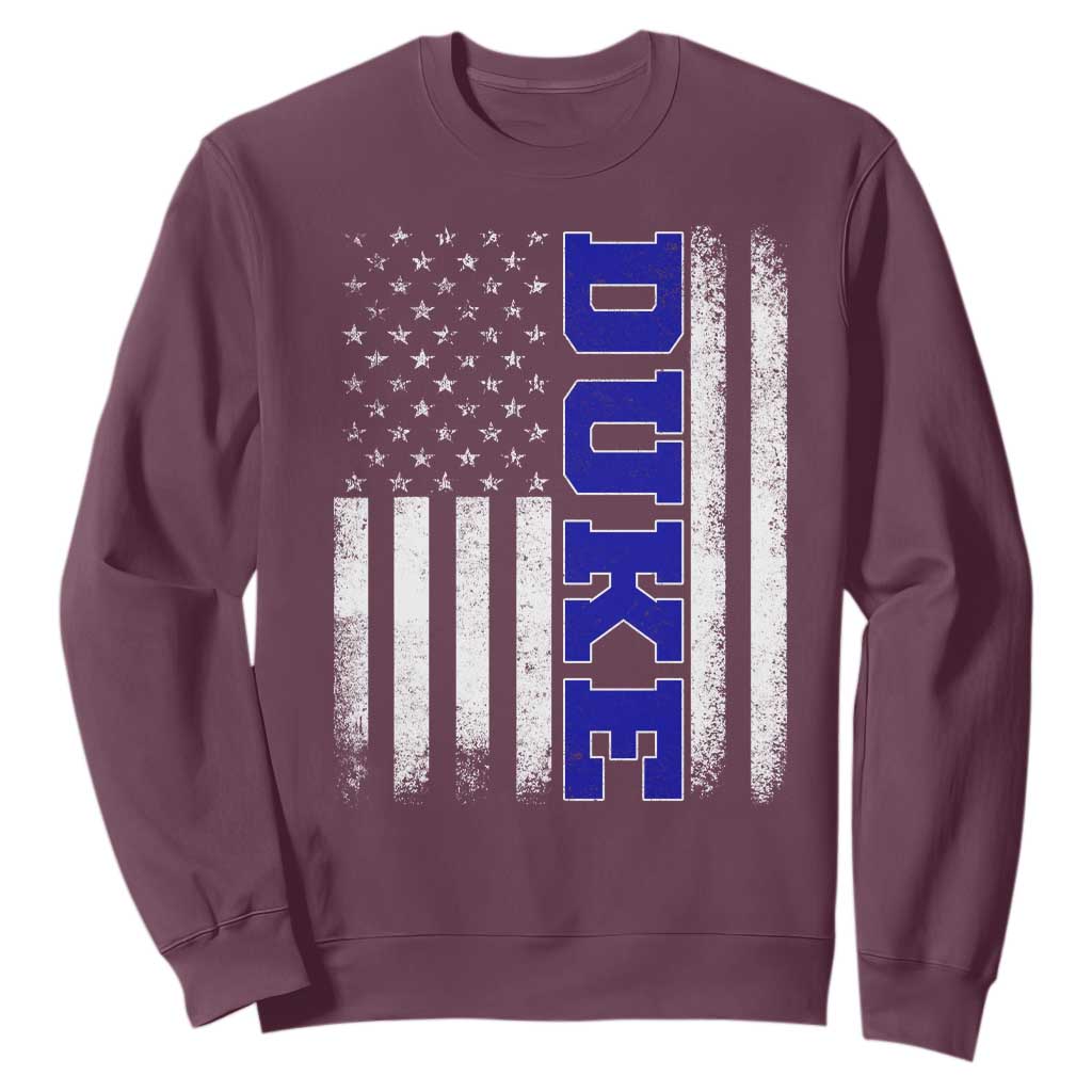Vintage Duke Name American Flag Sweatshirt Retro Sport Basketball Fans TS10 Maroon Print Your Wear