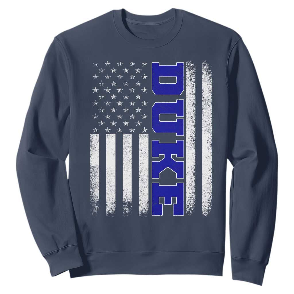 Vintage Duke Name American Flag Sweatshirt Retro Sport Basketball Fans TS10 Navy Print Your Wear