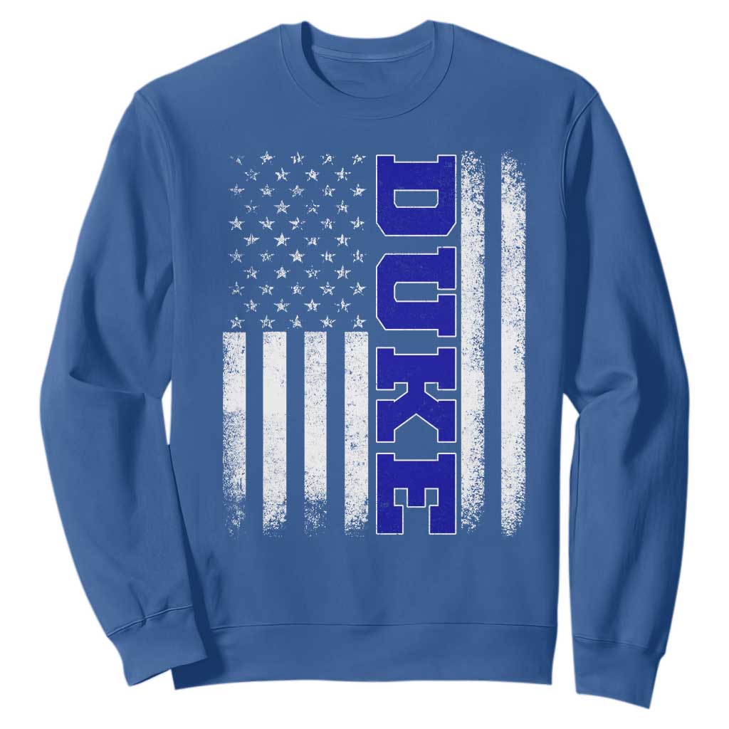 Vintage Duke Name American Flag Sweatshirt Retro Sport Basketball Fans TS10 Royal Blue Print Your Wear