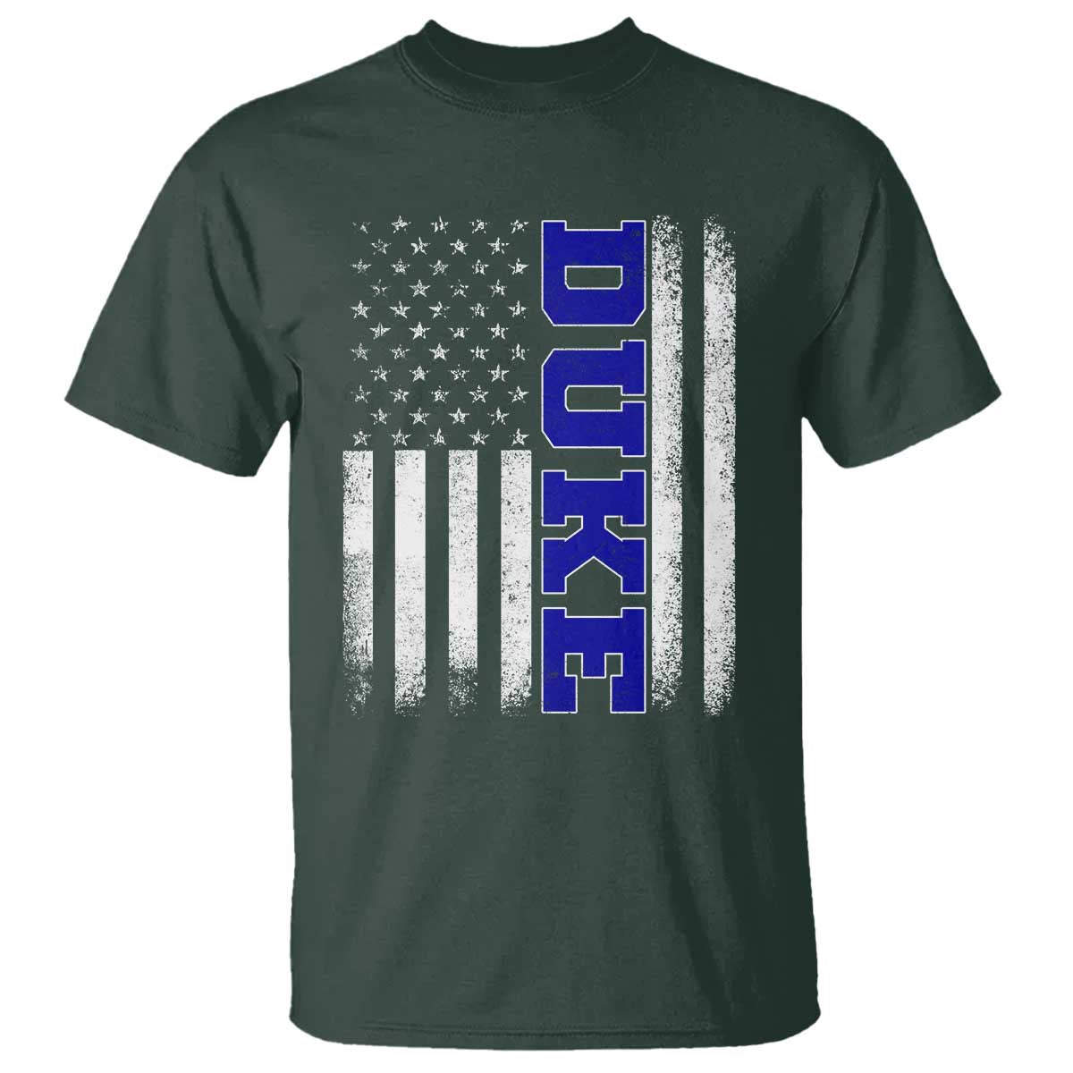 Vintage Duke Name American Flag T Shirt - Retro Sport Basketball Fans Tee TS10 Dark Forest Green Print Your Wear