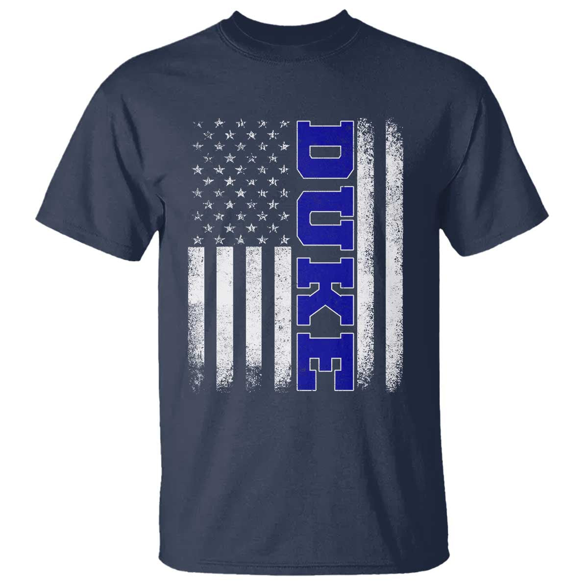 Vintage Duke Name American Flag T Shirt - Retro Sport Basketball Fans Tee TS10 Navy Print Your Wear