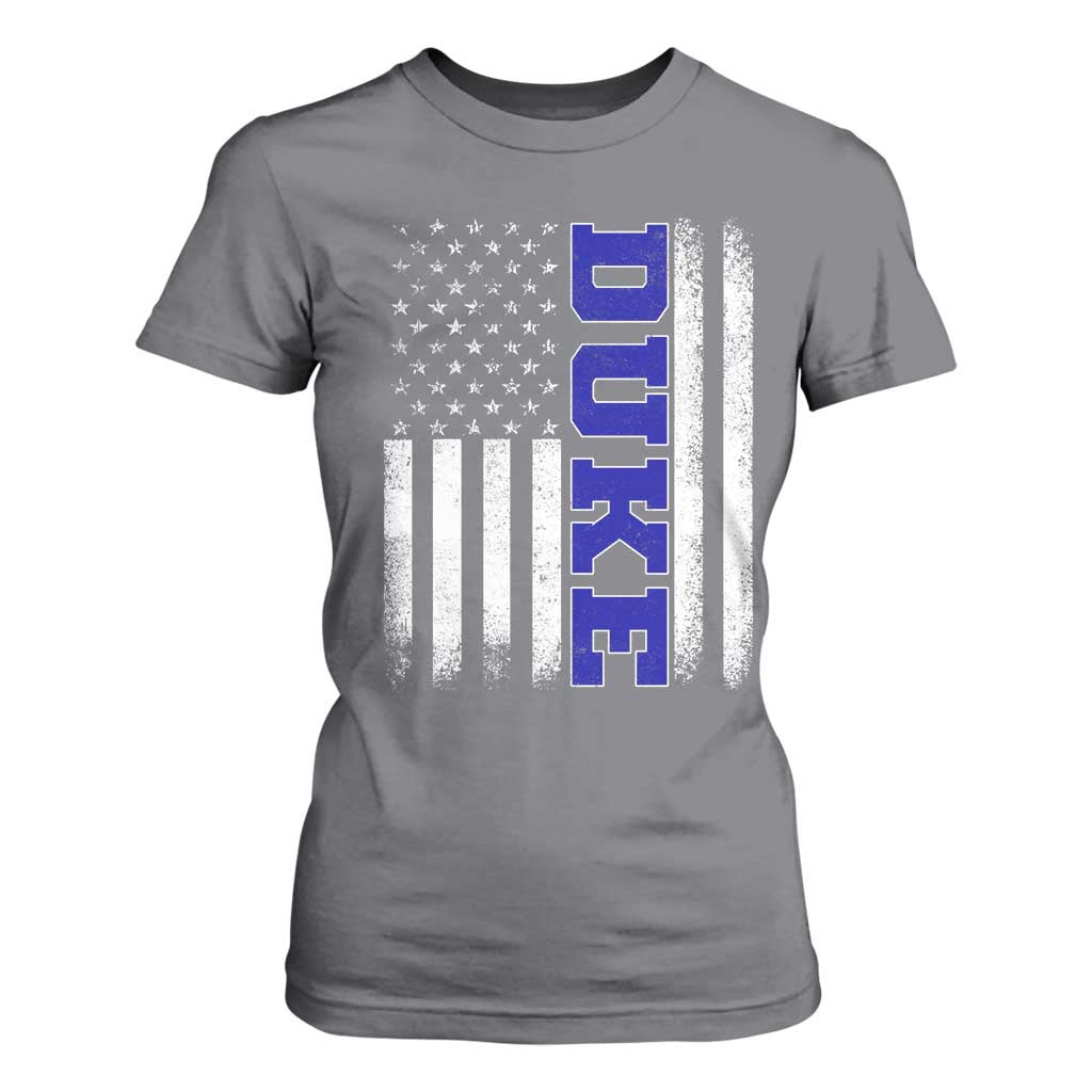 Vintage Duke Name American Flag T Shirt For Women Retro Sport Basketball Fans TS10 Charcoal Print Your Wear