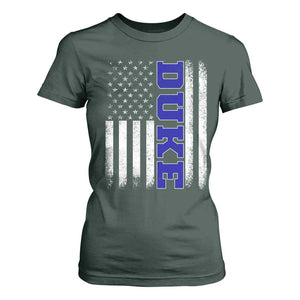 Vintage Duke Name American Flag T Shirt For Women Retro Sport Basketball Fans TS10 Dark Forest Green Print Your Wear