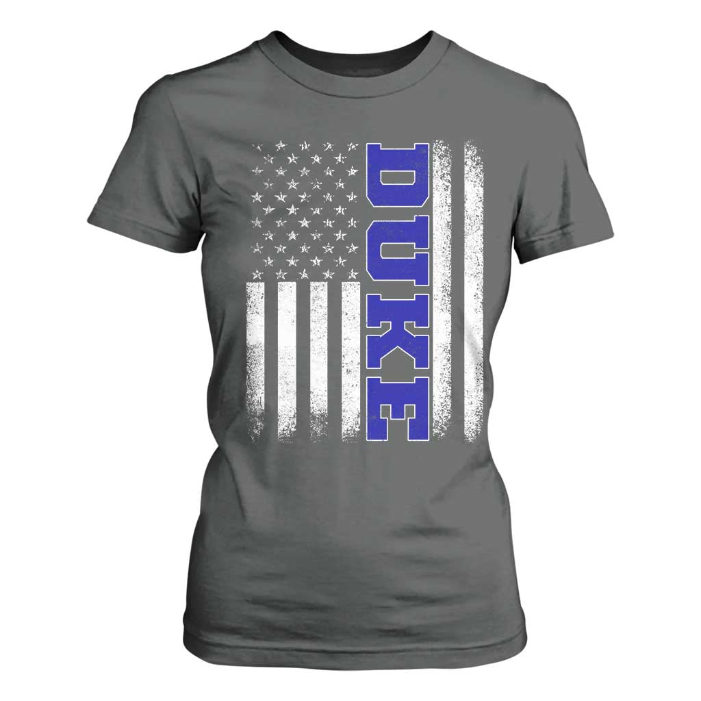 Vintage Duke Name American Flag T Shirt For Women Retro Sport Basketball Fans TS10 Dark Heather Print Your Wear