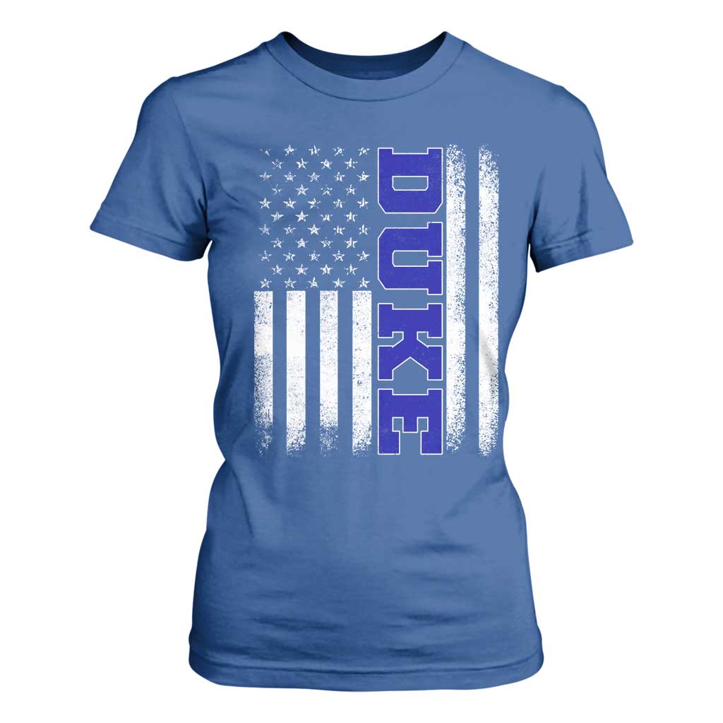 Vintage Duke Name American Flag T Shirt For Women Retro Sport Basketball Fans TS10 Royal Blue Print Your Wear