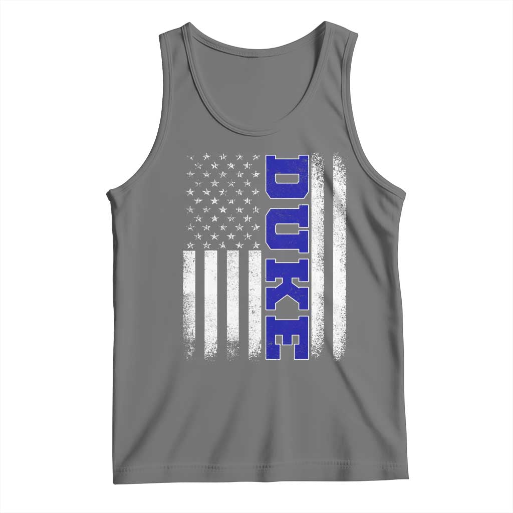 Vintage Duke Name American Flag Tank Top Retro Sport Basketball Fans TS10 Black Heather Print Your Wear