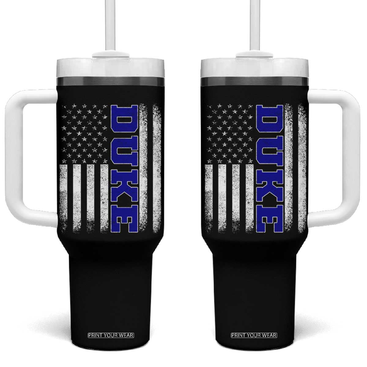 Vintage Duke Name American Flag Tumbler With Handle Retro Sport Basketball Fans TS10 One Size: 40 oz Black Print Your Wear