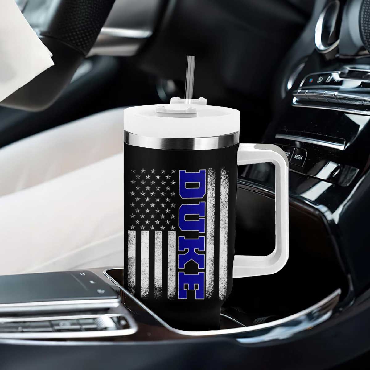 Vintage Duke Name American Flag Tumbler With Handle Retro Sport Basketball Fans TS10 Print Your Wear