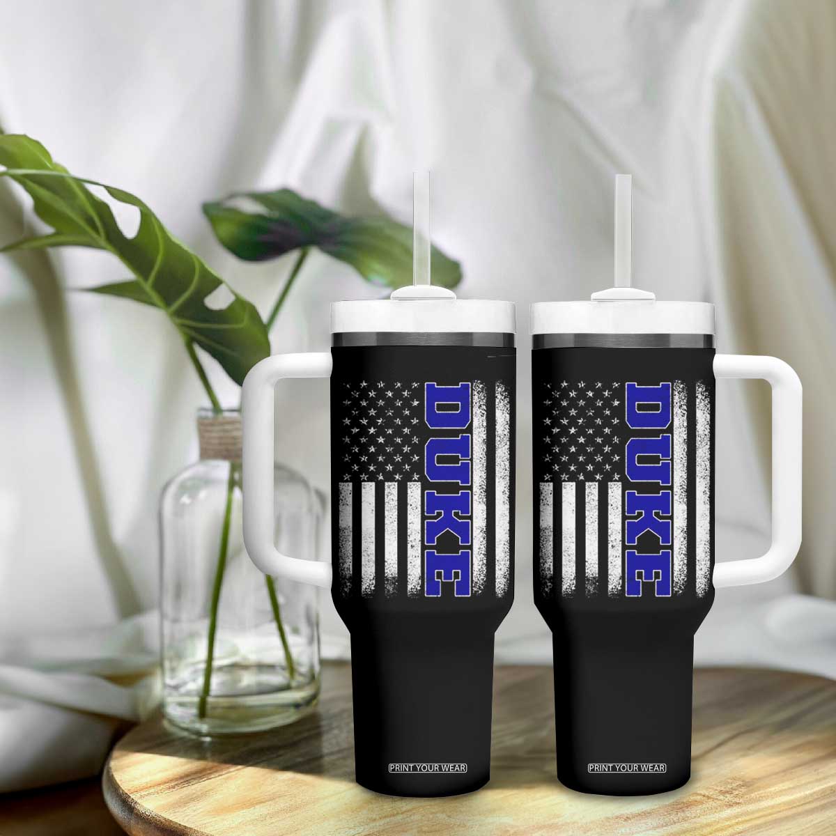 Vintage Duke Name American Flag Tumbler With Handle Retro Sport Basketball Fans TS10 Print Your Wear