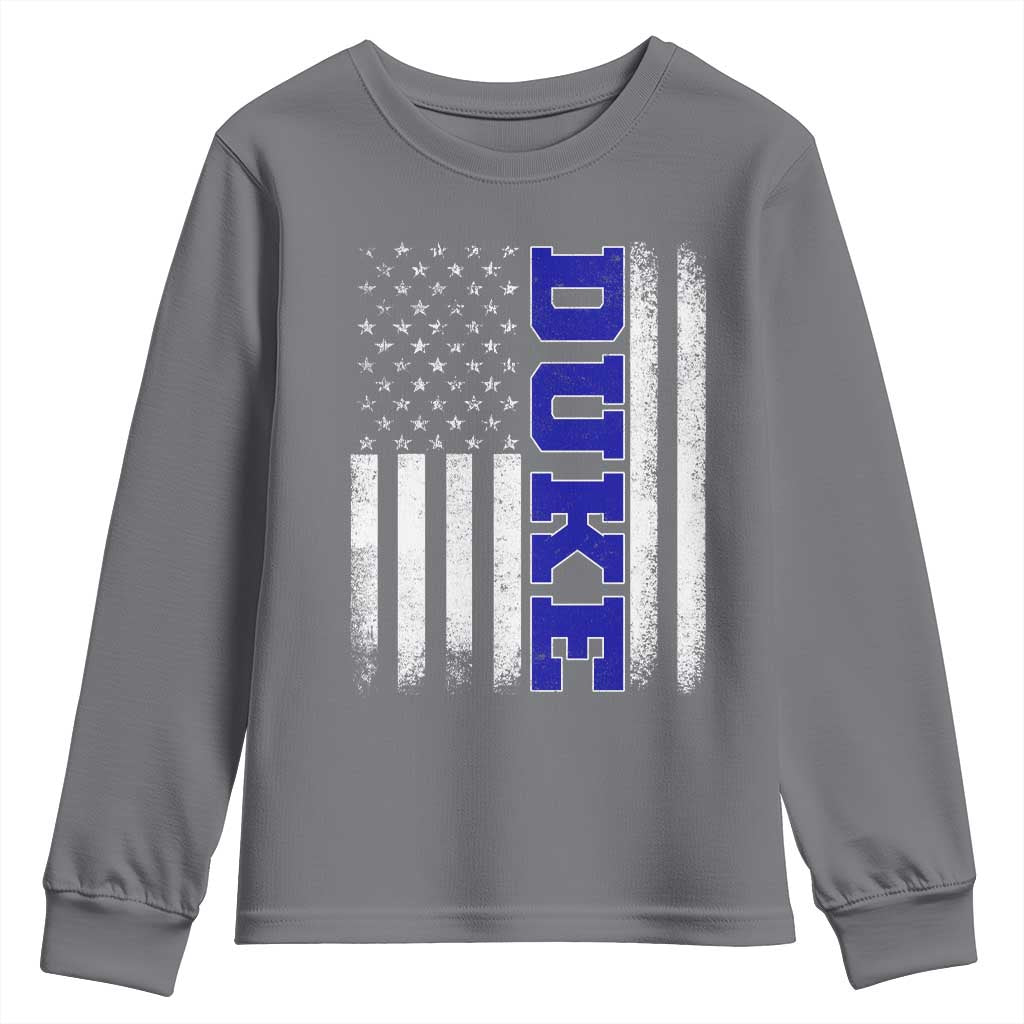Vintage Duke Name American Flag Youth Sweatshirt Retro Sport Basketball Fans TS10 Charcoal Print Your Wear