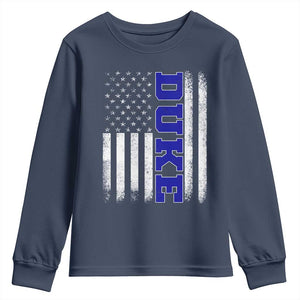 Vintage Duke Name American Flag Youth Sweatshirt Retro Sport Basketball Fans TS10 Navy Print Your Wear