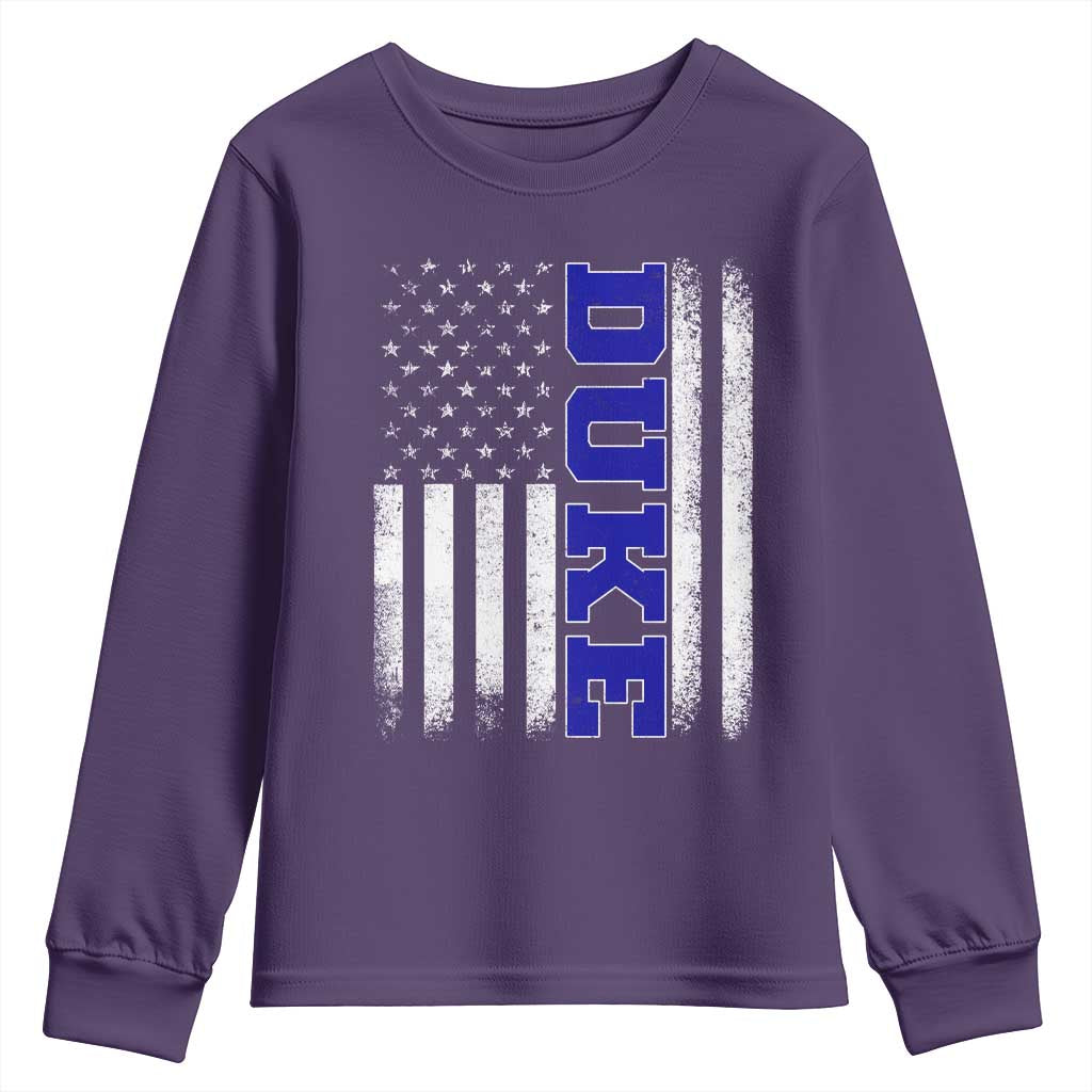 Vintage Duke Name American Flag Youth Sweatshirt Retro Sport Basketball Fans TS10 Purple Print Your Wear