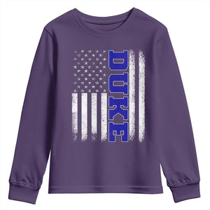 Vintage Duke Name American Flag Youth Sweatshirt Retro Sport Basketball Fans TS10 Purple Print Your Wear
