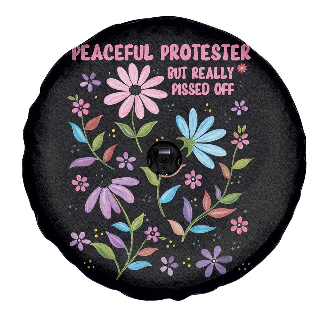 Feminist Protest Spare Tire Cover Peaceful But Pissed Off Floral Resist TS10 Print Your Wear