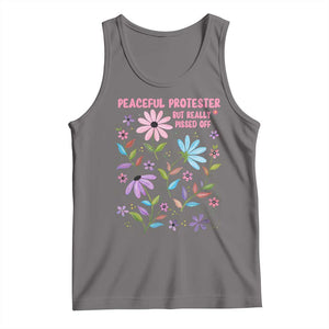 Feminist Protest Tank Top Peaceful But Pissed Off Floral Resist TS10 Deep Heather Print Your Wear