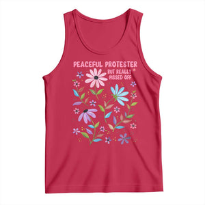 Feminist Protest Tank Top Peaceful But Pissed Off Floral Resist TS10 Red Print Your Wear
