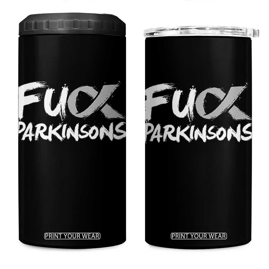 Fuck Parkinsons 4 in 1 Can Cooler Tumbler Parkinsons Disease Awareness Month TS10 One Size: 16 oz Black Print Your Wear