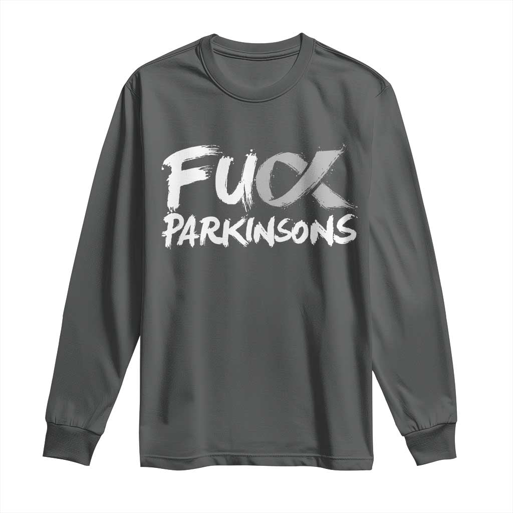 Fuck Parkinsons Long Sleeve Shirt Parkinsons Disease Awareness Month TS10 Dark Heather Print Your Wear