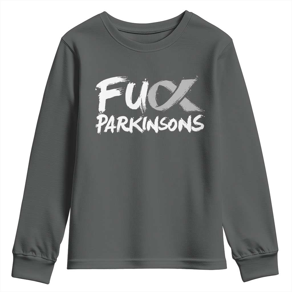 Fuck Parkinsons Youth Sweatshirt Parkinsons Disease Awareness Month TS10 Dark Heather Print Your Wear
