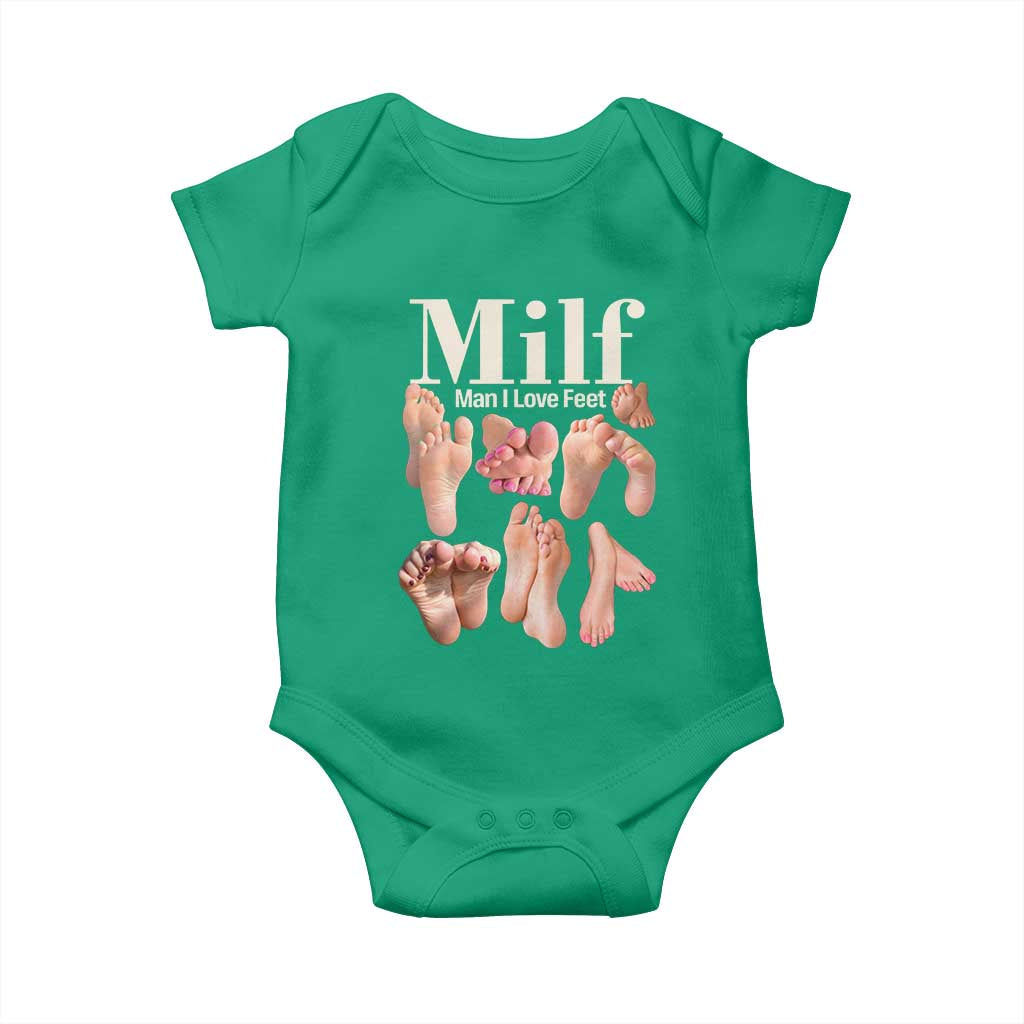 MILF Man I Love Feet Baby Onesie Funny Sexy Inappropriate Saying Quote TS10 Irish Green Print Your Wear