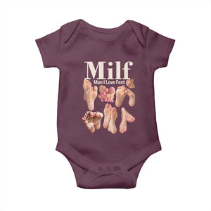 MILF Man I Love Feet Baby Onesie Funny Sexy Inappropriate Saying Quote TS10 Maroon Print Your Wear