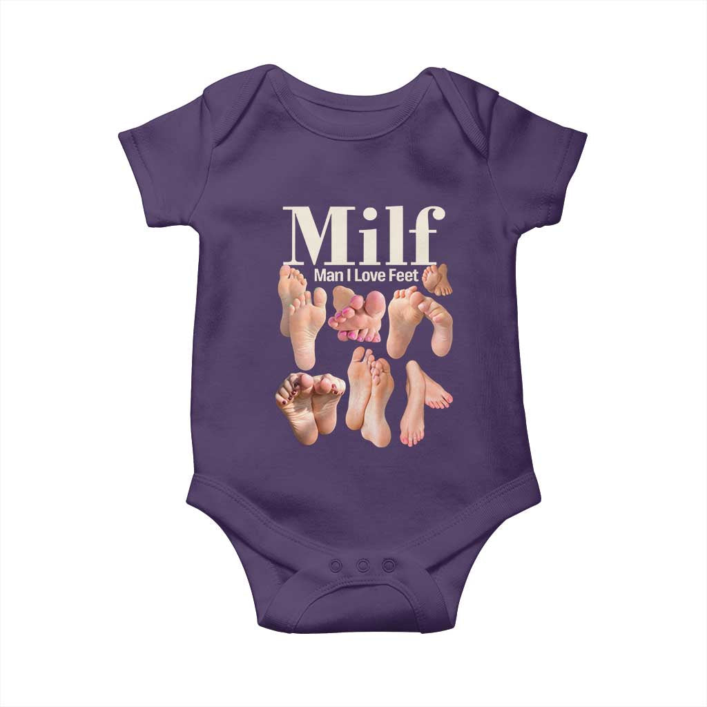 MILF Man I Love Feet Baby Onesie Funny Sexy Inappropriate Saying Quote TS10 Purple Print Your Wear