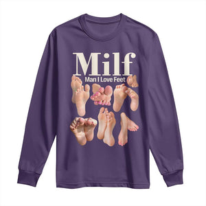 MILF Man I Love Feet Long Sleeve Shirt Funny Sexy Inappropriate Saying Quote TS10 Purple Print Your Wear