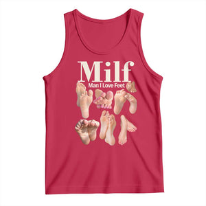 MILF Man I Love Feet Tank Top Funny Sexy Inappropriate Saying Quote TS10 Red Print Your Wear