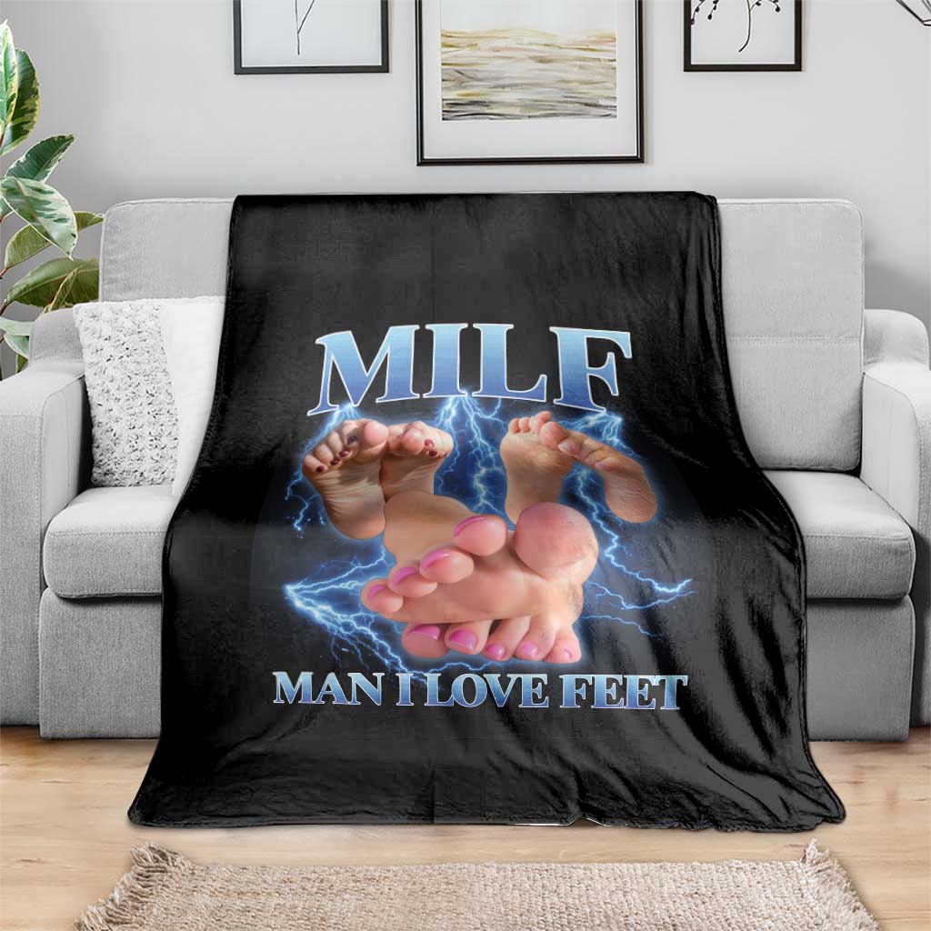 Inappropriate Adult Throw Blanket Vintage Bootleg MILF Man I Love Feet TS10 Print Your Wear