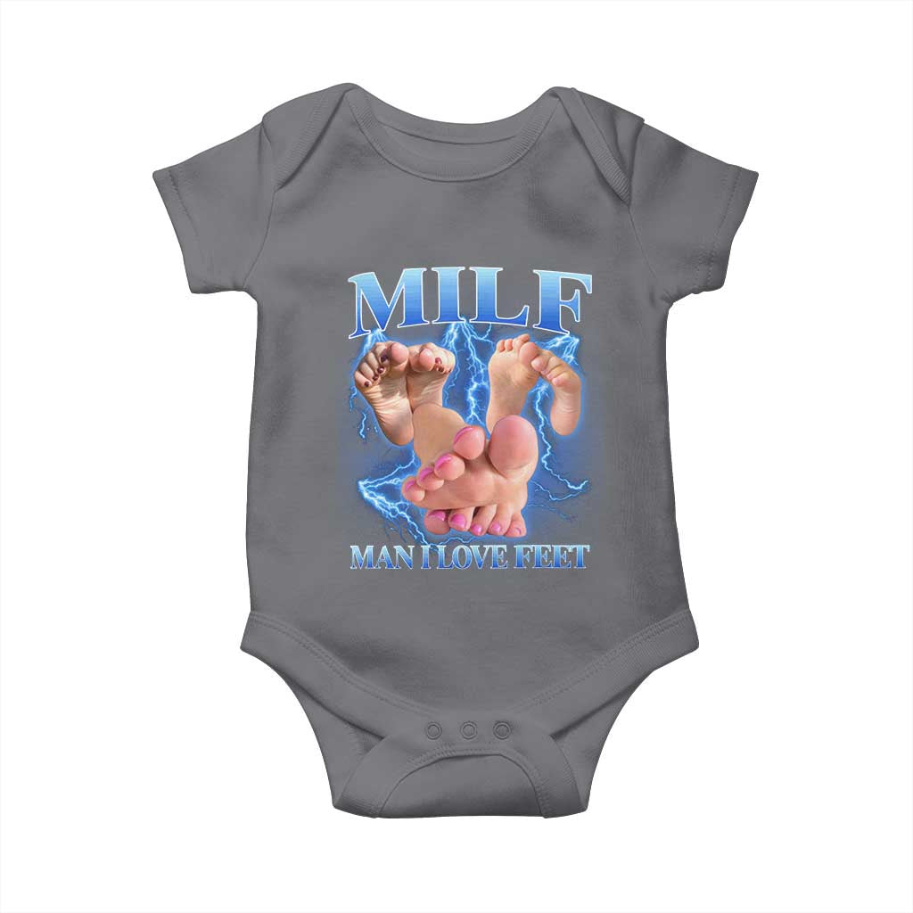 Inappropriate Adult Baby Onesie Vintage Bootleg MILF Man I Love Feet TS10 Charcoal Print Your Wear
