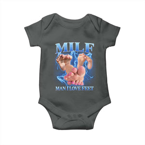 Inappropriate Adult Baby Onesie Vintage Bootleg MILF Man I Love Feet TS10 Dark Heather Print Your Wear