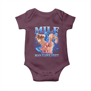 Inappropriate Adult Baby Onesie Vintage Bootleg MILF Man I Love Feet TS10 Maroon Print Your Wear