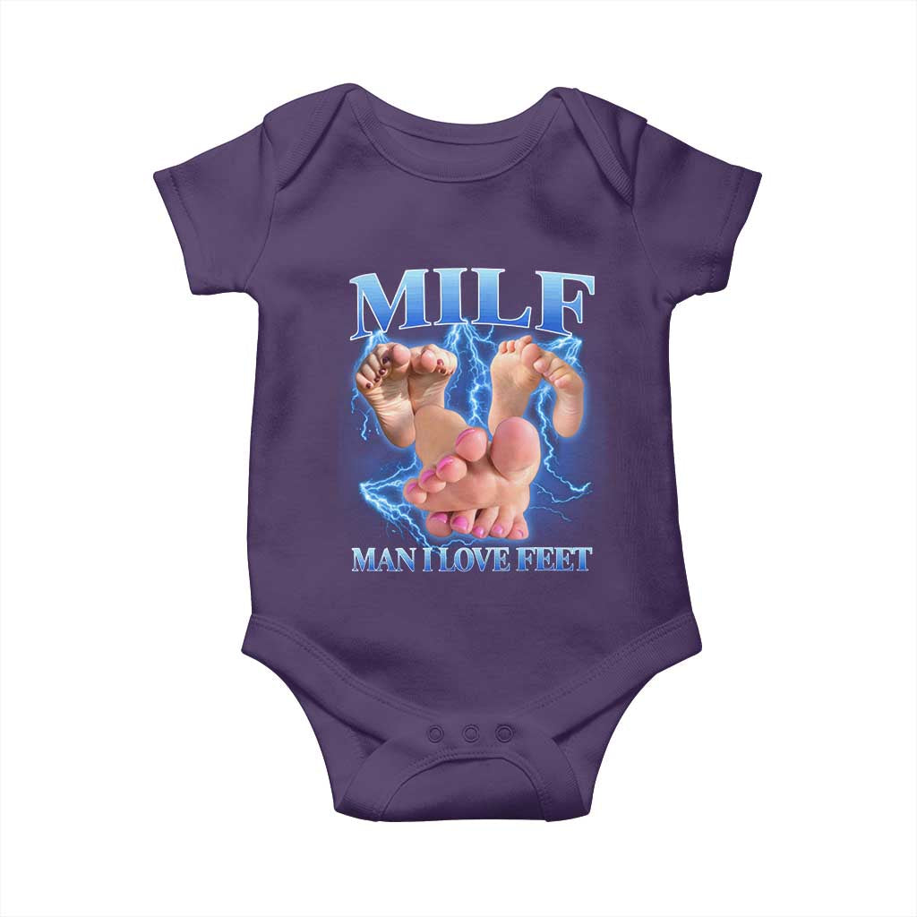 Inappropriate Adult Baby Onesie Vintage Bootleg MILF Man I Love Feet TS10 Purple Print Your Wear