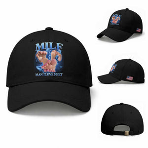Inappropriate Adult Baseball Cap Vintage Bootleg MILF Man I Love Feet TS10 Baseball Cap Universal Fit Black Print Your Wear