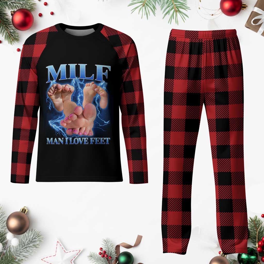 Inappropriate Adult Plaid Pajama Set Vintage Bootleg MILF Man I Love Feet TS10 Buffalo Plaid Print Your Wear